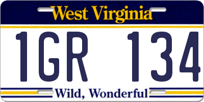 WV license plate 1GR134
