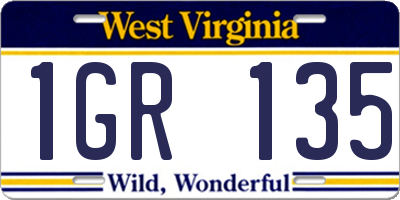 WV license plate 1GR135