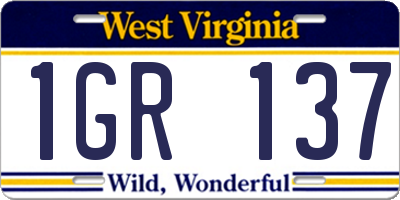 WV license plate 1GR137