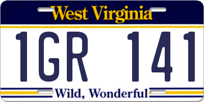 WV license plate 1GR141