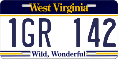 WV license plate 1GR142