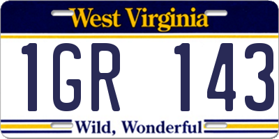 WV license plate 1GR143