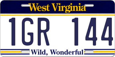 WV license plate 1GR144