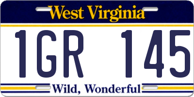 WV license plate 1GR145