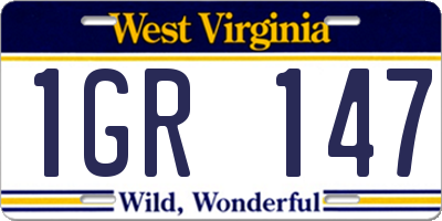 WV license plate 1GR147