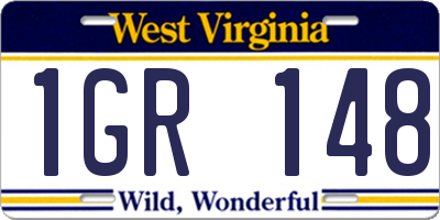 WV license plate 1GR148
