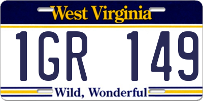 WV license plate 1GR149