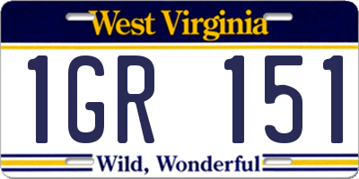 WV license plate 1GR151