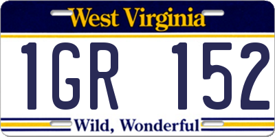 WV license plate 1GR152