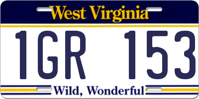 WV license plate 1GR153
