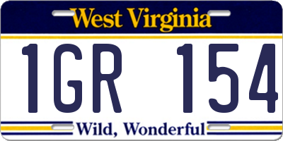 WV license plate 1GR154