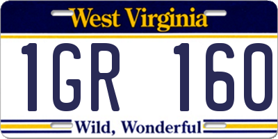 WV license plate 1GR160