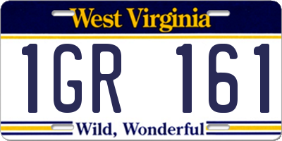 WV license plate 1GR161