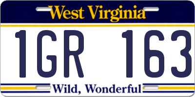 WV license plate 1GR163