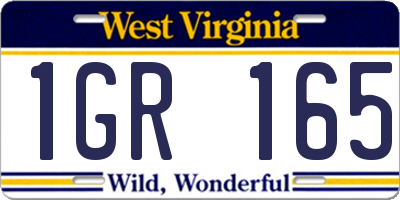 WV license plate 1GR165