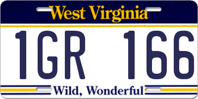 WV license plate 1GR166