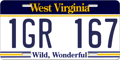 WV license plate 1GR167