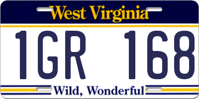 WV license plate 1GR168