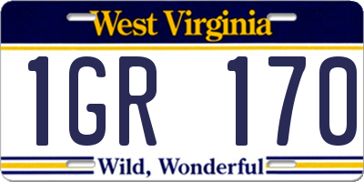 WV license plate 1GR170
