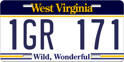 WV license plate 1GR171