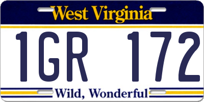 WV license plate 1GR172
