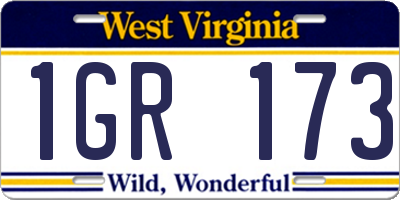 WV license plate 1GR173