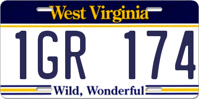WV license plate 1GR174