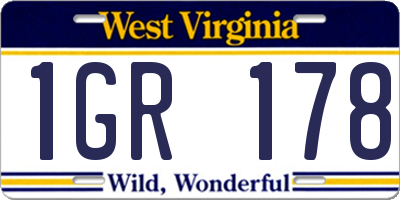 WV license plate 1GR178