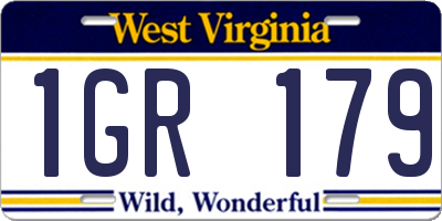 WV license plate 1GR179