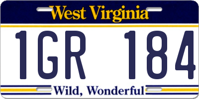 WV license plate 1GR184