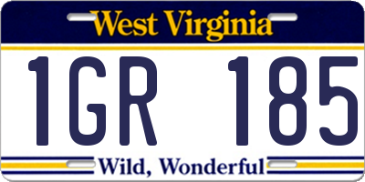 WV license plate 1GR185