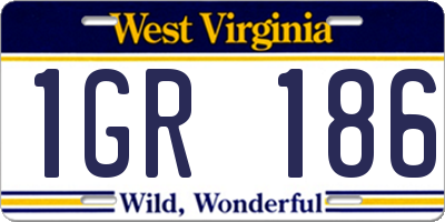 WV license plate 1GR186