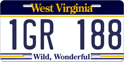 WV license plate 1GR188