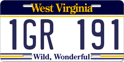 WV license plate 1GR191