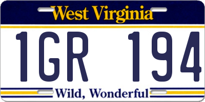 WV license plate 1GR194