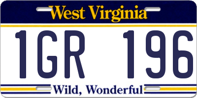 WV license plate 1GR196