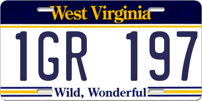 WV license plate 1GR197