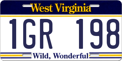 WV license plate 1GR198