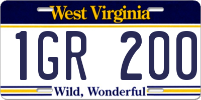 WV license plate 1GR200