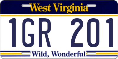 WV license plate 1GR201