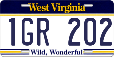 WV license plate 1GR202