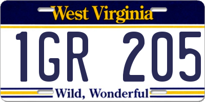 WV license plate 1GR205