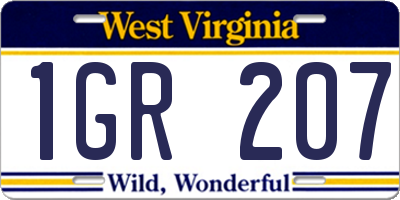 WV license plate 1GR207