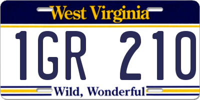 WV license plate 1GR210