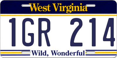 WV license plate 1GR214