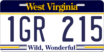WV license plate 1GR215