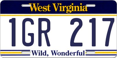 WV license plate 1GR217