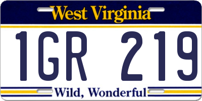 WV license plate 1GR219