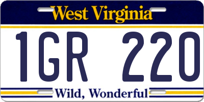WV license plate 1GR220