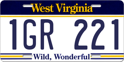 WV license plate 1GR221